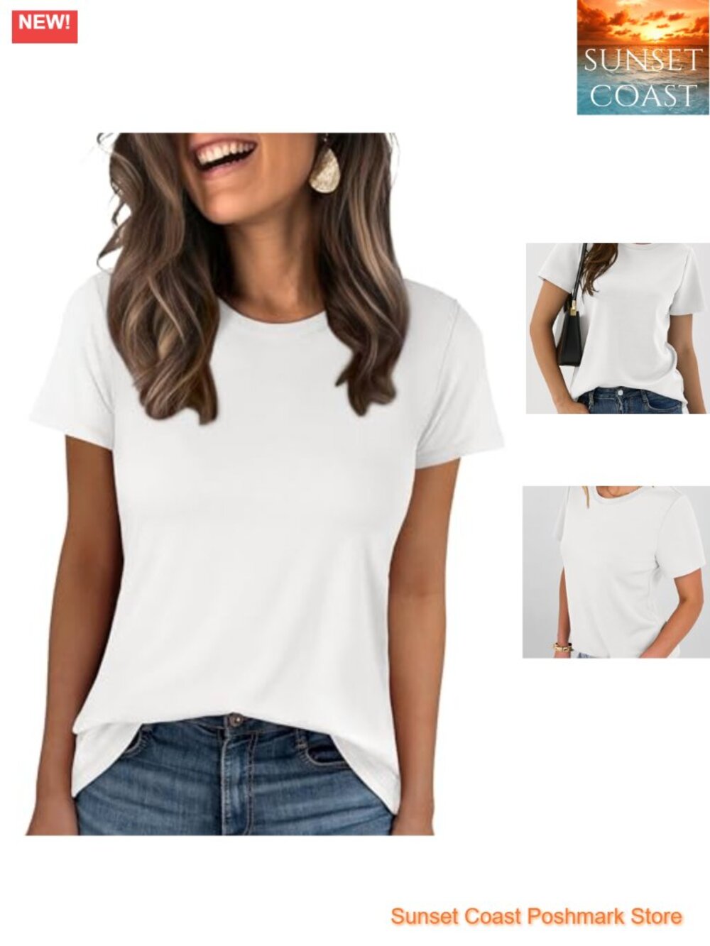 Women's Short Sleeve Wrinkle-Free Tee Crew Neck Basic T-Shirt